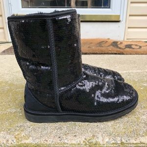 black sequin ugg boots size 8